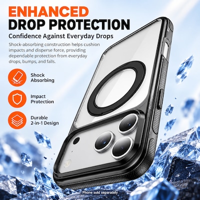 SaharaCase Clear Phone Case for iPhone 18 Pro Max, Shock Absorbing, Built-In Stand, Clear/Black (CP01200)