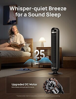 DREO Nomad DC Oscillating Tower Fan, 8-Speed, Black (DWTF14)