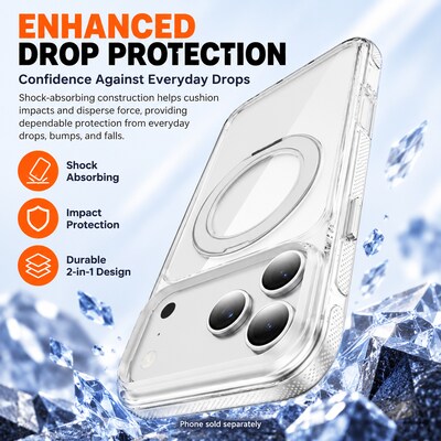SaharaCase Clear Phone Case for iPhone 18 Pro, Shock Absorbing, Built-In Stand, Clear/White (CP01183)