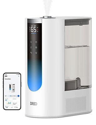 DREO Steam Cool and Warm Mist Tabletop Humidifier, 1.59-Gallon, White (DRHHM013S)