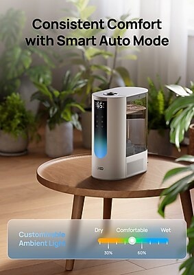 DREO Steam Cool and Warm Mist Tabletop Humidifier, 1.59-Gallon, White (DRHHM013S)