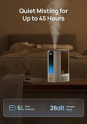 DREO Steam Cool and Warm Mist Tabletop Humidifier, 1.59-Gallon, White (DRHHM013S)