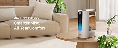 DREO Steam Cool and Warm Mist Tabletop Humidifier, 1.59-Gallon, White (DRHHM013S)