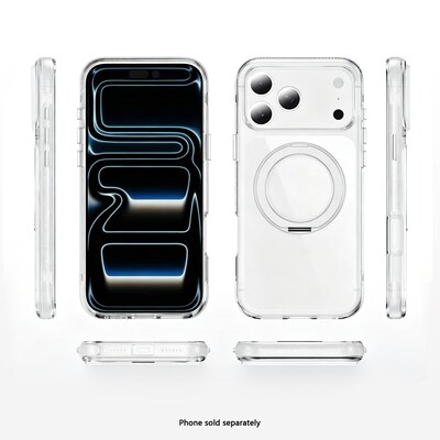 SaharaCase Clear Phone Case for iPhone 18 Pro Max, Shock Absorbing, Built-In Stand, Clear/White (CP01203)