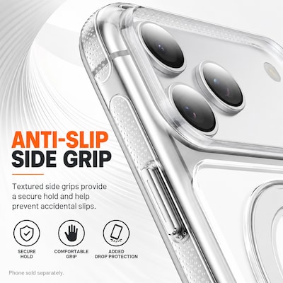 SaharaCase Clear Phone Case for iPhone 18 Pro Max, Shock Absorbing, Built-In Stand, Clear/White (CP01203)