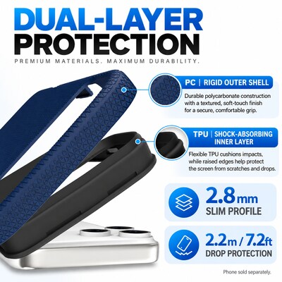 SaharaCase Armor Series Phone Case for iPhone 18 Pro Max, Shock Absorbing, Dark Blue (CP01196)