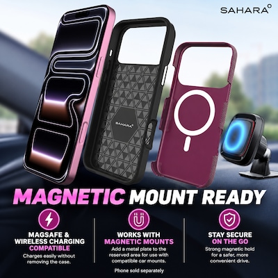 SaharaCase Armor Series Phone Case for iPhone 18 Pro Max, Shock Absorbing, Dark Cherry (CP01195)
