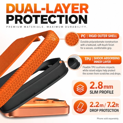 SaharaCase Armor Series Phone Case for iPhone 18 Pro Max, Shock Absorbing, Orange (CP01197)