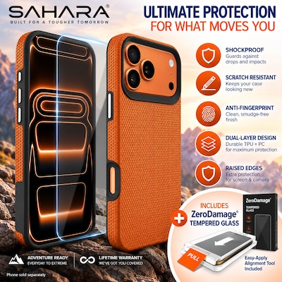SaharaCase Armor Series Phone Case for iPhone 18 Pro Max, Shock Absorbing, Orange (CP01197)