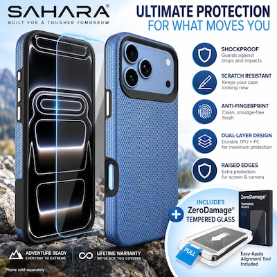 SaharaCase Armor Series Phone Case for iPhone 18 Pro Max, Shock Absorbing, Light Blue (CP01194)
