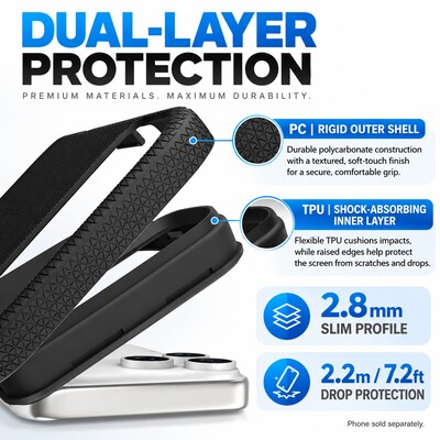 SaharaCase Armor Series Phone Case for iPhone 18 Pro Max, Shock Absorbing, Black (CP01193)