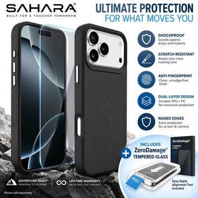 SaharaCase Armor Series Phone Case for iPhone 18 Pro Max, Shock Absorbing, Black (CP01193)