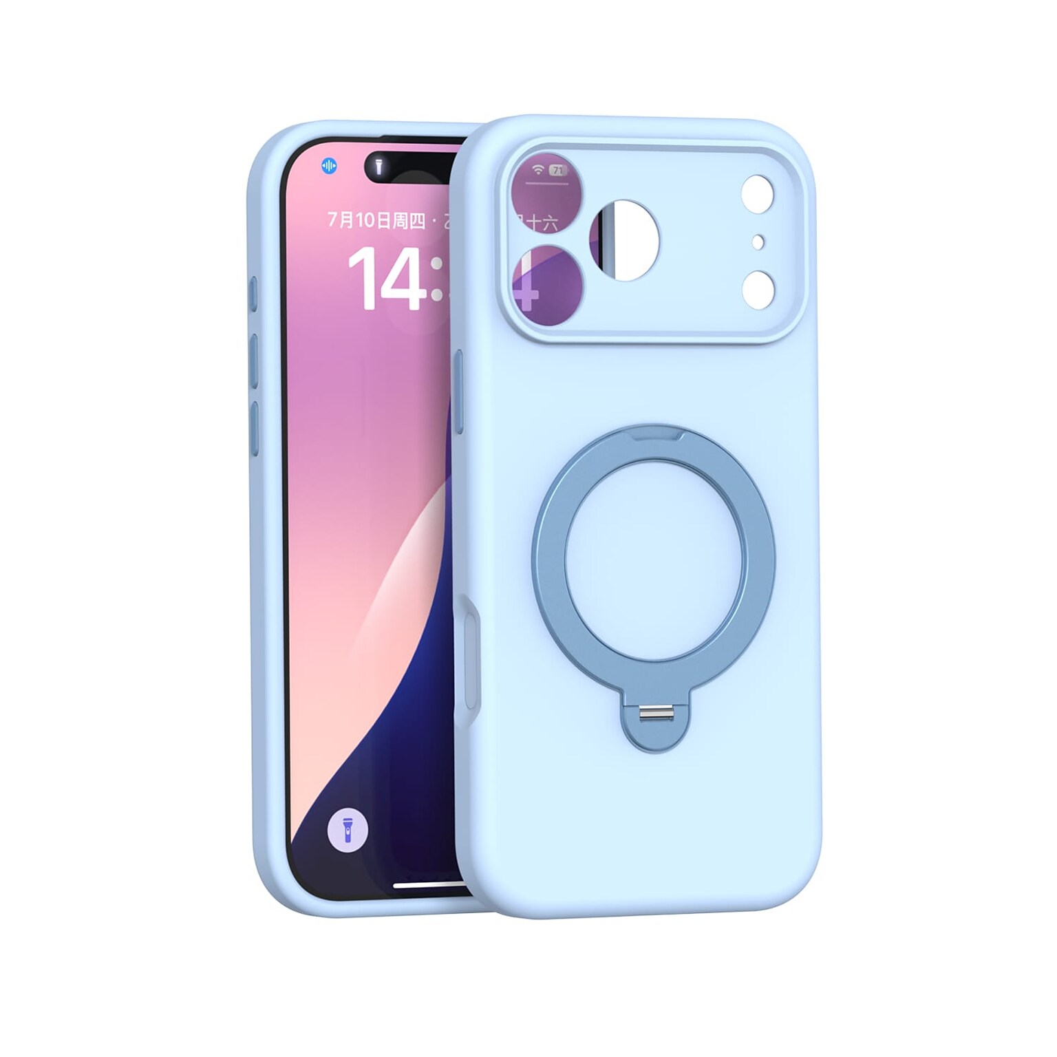 SaharaCase Silicone Phone Case for iPhone 18 Pro, 360-Degree Kickstand, Wireless Charging, Light Blue (CP01168)
