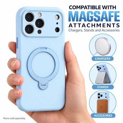 SaharaCase Silicone Phone Case for iPhone 18 Pro, 360-Degree Kickstand, Wireless Charging, Light Blue (CP01168)