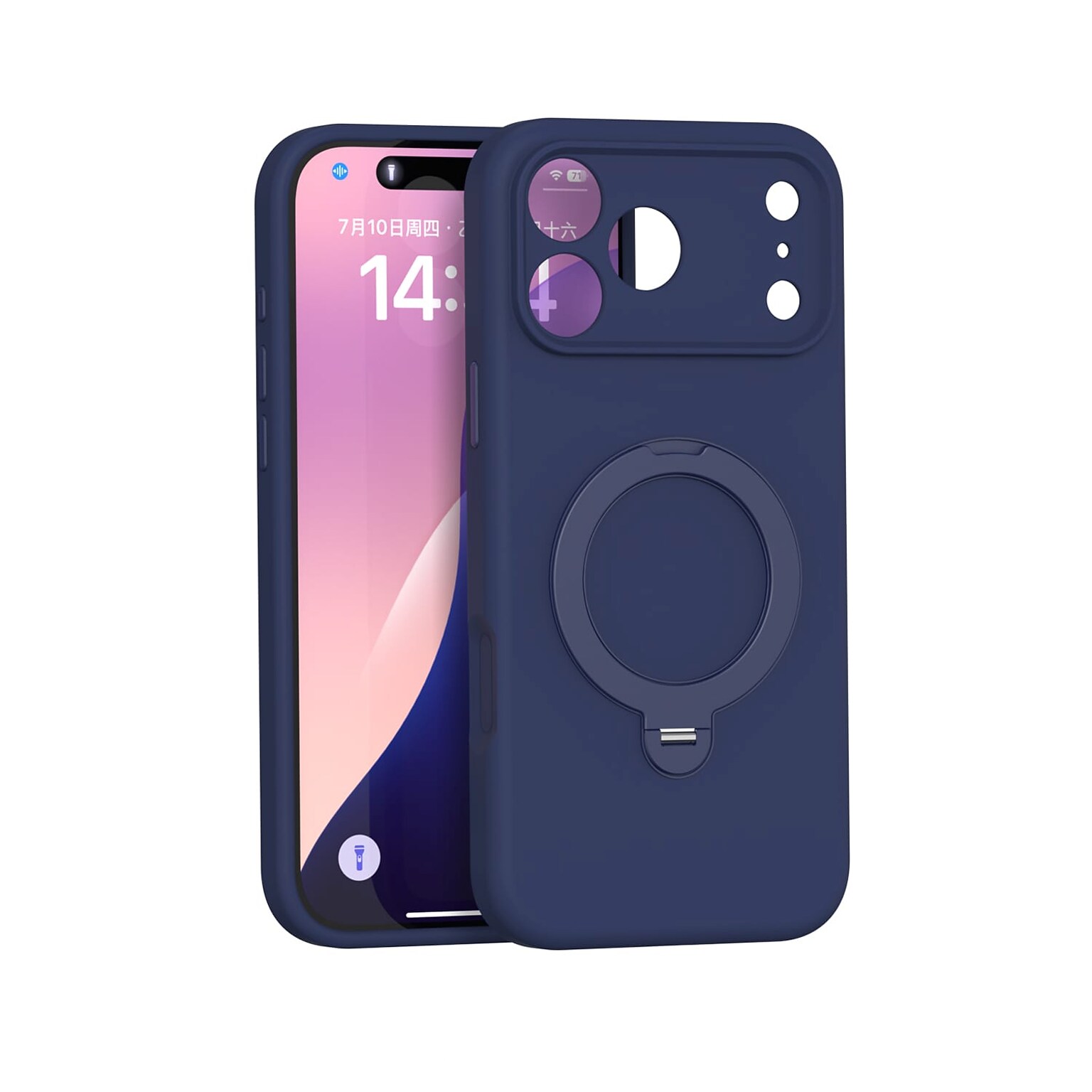 SaharaCase Silicone Phone Case for iPhone 18 Pro, 360-Degree Kickstand, Wireless Charging, Dark Blue (CP01167)