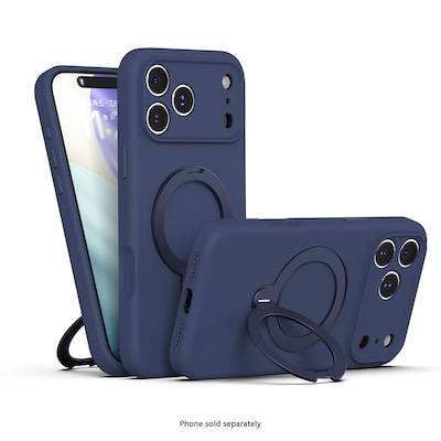 SaharaCase Silicone Phone Case for iPhone 18 Pro, 360-Degree Kickstand, Wireless Charging, Dark Blue (CP01167)