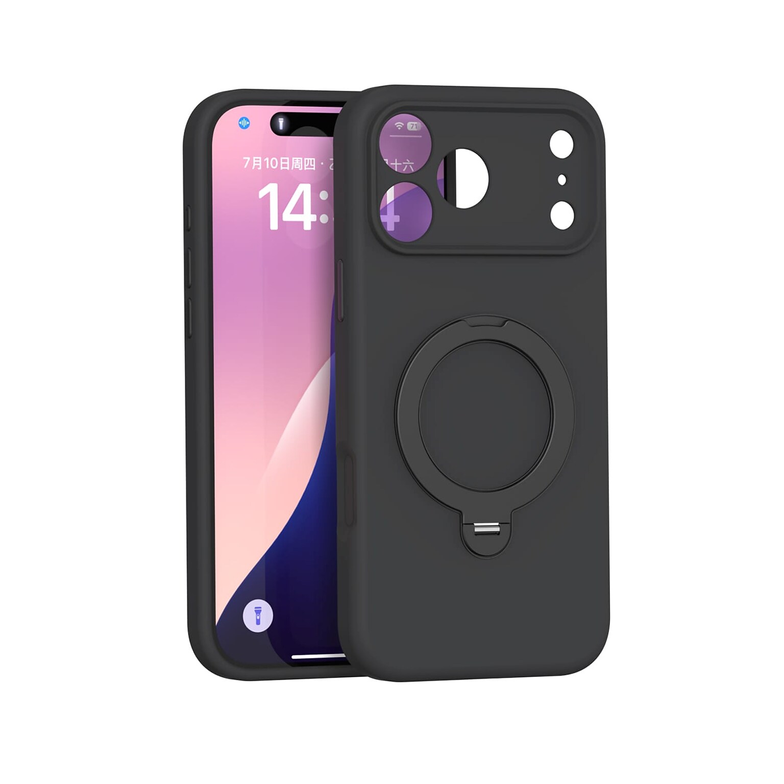 SaharaCase Silicone Phone Case for iPhone 18 Pro, 360-Degree Kickstand, Wireless Charging, Black (CP01166)