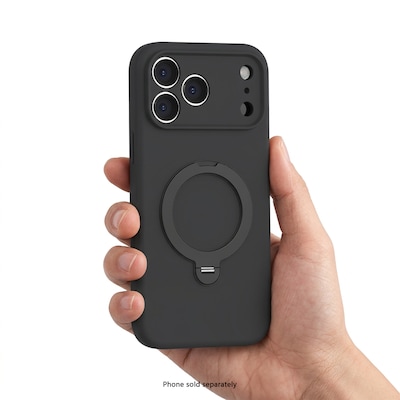 SaharaCase Silicone Phone Case for iPhone 18 Pro, 360-Degree Kickstand, Wireless Charging, Black (CP01166)