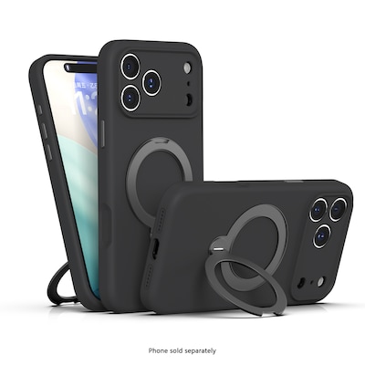 SaharaCase Silicone Phone Case for iPhone 18 Pro Max, 360-Degree Kickstand, Wireless Charging, Black (CP01186)