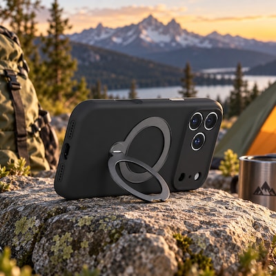 SaharaCase Silicone Phone Case for iPhone 18 Pro Max, 360-Degree Kickstand, Wireless Charging, Black (CP01186)