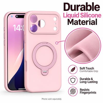 SaharaCase Silicone Phone Case for iPhone 18 Pro, 360-Degree Kickstand, Wireless Charging, Dark Pink (CP01170)