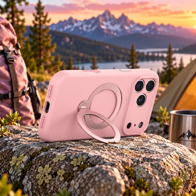 SaharaCase Silicone Phone Case for iPhone 18 Pro, 360-Degree Kickstand, Wireless Charging, Dark Pink (CP01170)