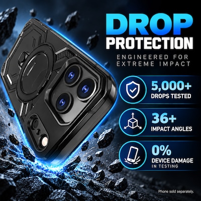 SaharaCase Raider Series Phone Case and Screen Protector for iPhone 18 Pro, Shock Absorbing, Black (CP01179)