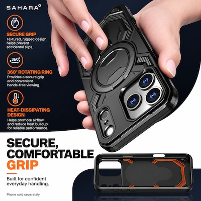 SaharaCase Raider Series Phone Case and Screen Protector for iPhone 18 Pro Max, Shock Absorbing, Black (CP01199)
