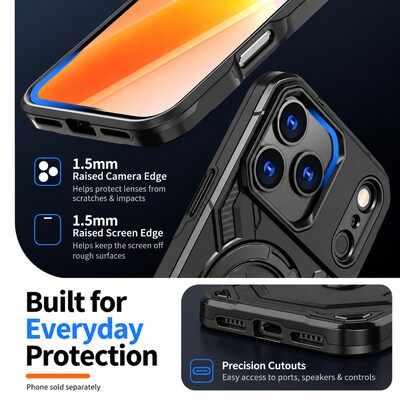SaharaCase Raider Series Phone Case and Screen Protector for iPhone 18 Pro Max, Shock Absorbing, Black (CP01199)