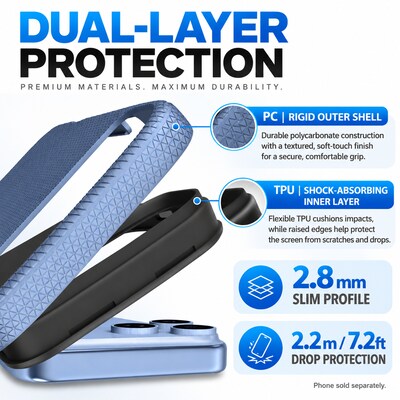 SaharaCase Armor Series Phone Case for iPhone 18 Pro, Shock Absorbing, Light Blue (CP01174)