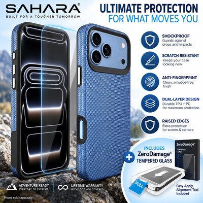 SaharaCase Armor Series Phone Case for iPhone 18 Pro, Shock Absorbing, Light Blue (CP01174)