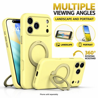 SaharaCase Silicone Phone Case for iPhone 18 Pro, 360-Degree Kickstand, Wireless Charging, Yellow (CP01171)