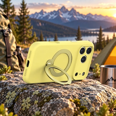 SaharaCase Silicone Phone Case for iPhone 18 Pro, 360-Degree Kickstand, Wireless Charging, Yellow (CP01171)