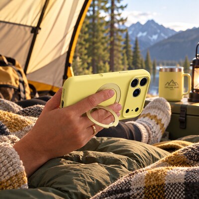 SaharaCase Silicone Phone Case for iPhone 18 Pro, 360-Degree Kickstand, Wireless Charging, Yellow (CP01171)