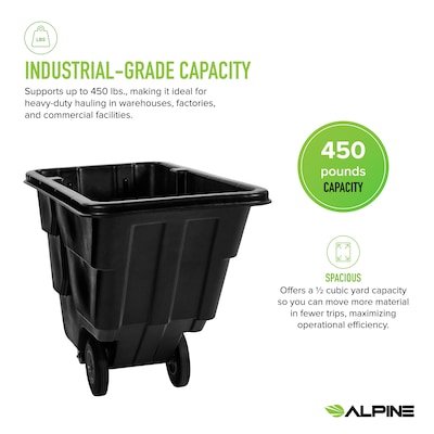 Alpine Industries Tilt Truck with Lid, 1/2 Cubic Yard, Black (500-12450HL-NRFBLK)