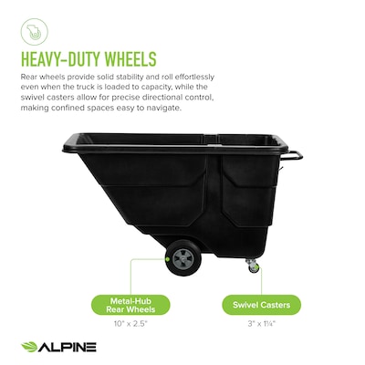 Alpine Industries Tilt Truck with Lid, 1/2 Cubic Yard, Black (500-12450HL-NRFBLK)