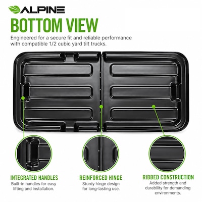 Alpine Industries Hinged Tilt Truck Lid, 1/2 Cubic Yard, Black, (500-12HL-BLK)