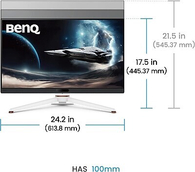 BenQ MOBIUZ 27" 4K UHD IPS 165Hz AMD FreeSync Gaming Monitor, Built-In Speaker, Height Adjustable, White (EX271U)