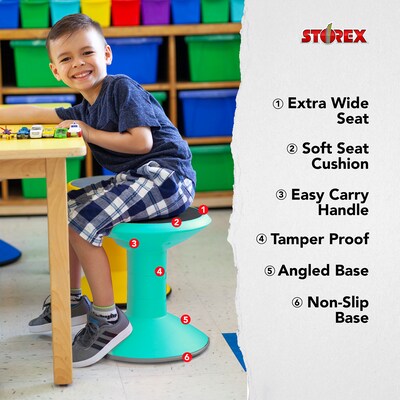 Storex Plastic Kids Wiggle Stool, Teal (STX00306U01C)