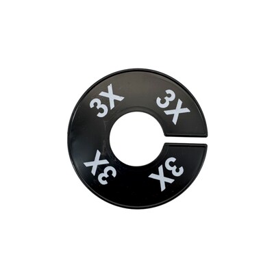 NAHANCO Round Plastic Size Dividers – Black with White Imprinted Size 3X, EA