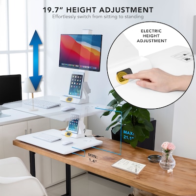 Mount-It! Electric Standing Desk Converter with Monitor Mount, White (MI-7951WHT)