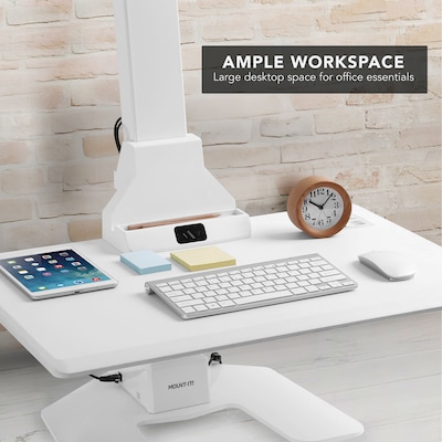 Mount-It! Electric Standing Desk Converter with Monitor Mount, White (MI-7951WHT)