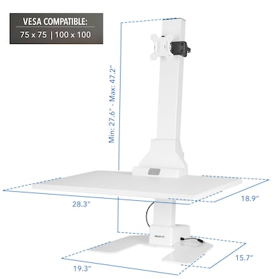 Mount-It! Electric Standing Desk Converter with Monitor Mount, White (MI-7951WHT)