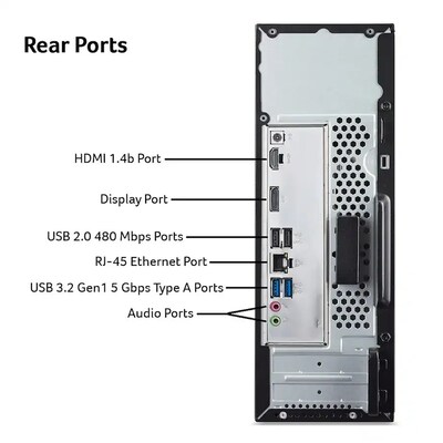 Acer Aspire XC-1715 Desktop Computer, Intel Core N150, 8GB RAM, 512GB SSD, Windows 11 Home (DT.BTWAA.001)