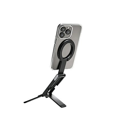SaharaCase MagSafe Phone Tripod and Stand with Finger Grip, 180-Degree Adjustable Aluminum Frame, Black (CP01207)