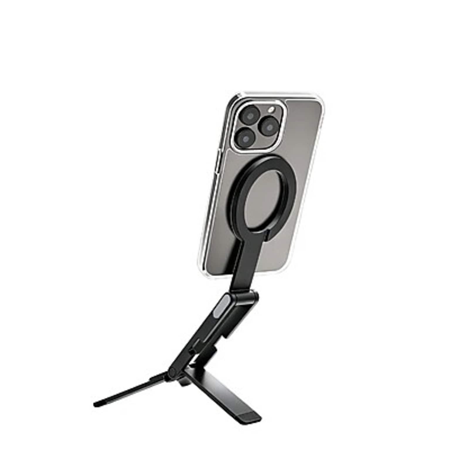 SaharaCase MagSafe Phone Tripod and Stand with Finger Grip, 180-Degree Adjustable Aluminum Frame, Black (CP01207)