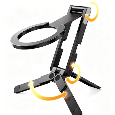 SaharaCase MagSafe Phone Tripod and Stand with Finger Grip, 180-Degree Adjustable Aluminum Frame, Black (CP01207)