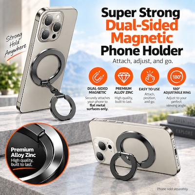 SaharaCase MagSafe Dual-Sided Magnetic Ring Grip and Kickstand, Black (CP01209)