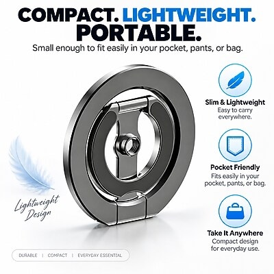 SaharaCase MagSafe Dual-Sided Magnetic Ring Grip and Kickstand, Black (CP01209)
