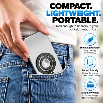 SaharaCase MagSafe Dual-Sided Magnetic Phone Grip and Ring Stand with 180-Degree Kickstand, Black (CP01208)